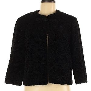 Behnaz Sarafpour faux lamb one clasp black jacket